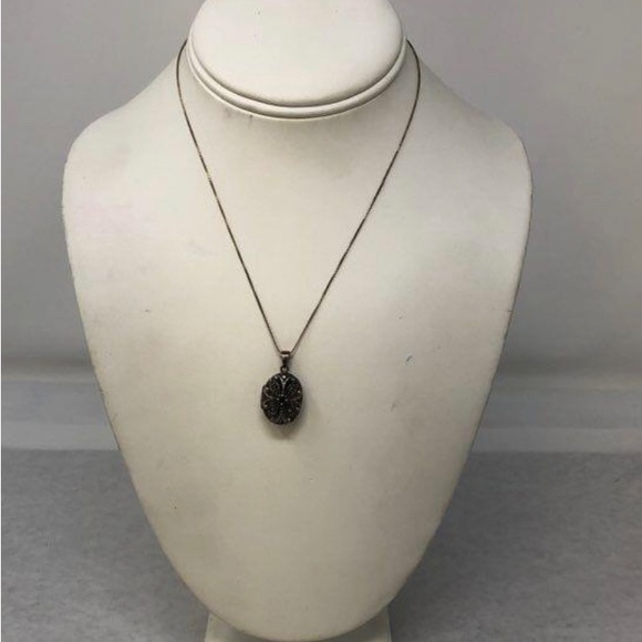 RJ Graziano onyx and marcasite locket - sterling silver 925 - vintage - Picture 3 of 5